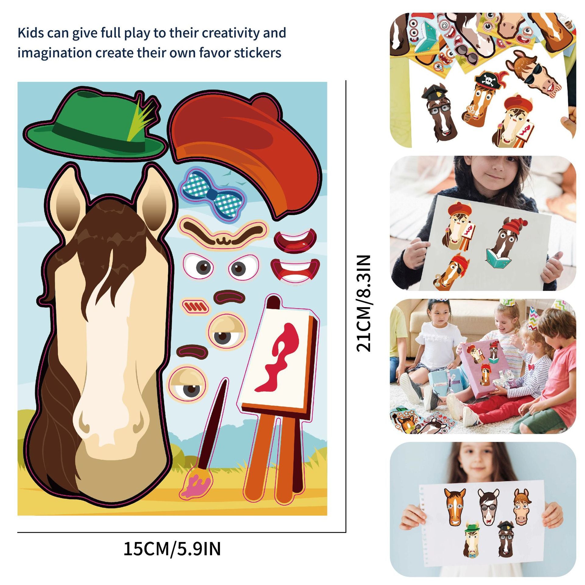 24 Sheets Cartoon Sprite Horse Make Your Own Stickers for Kids