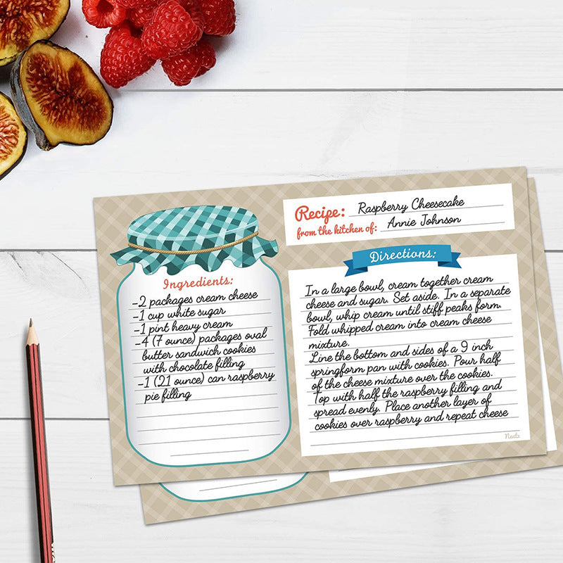 25 Double Sided Recipe Cards 4 x 5.5 Inch