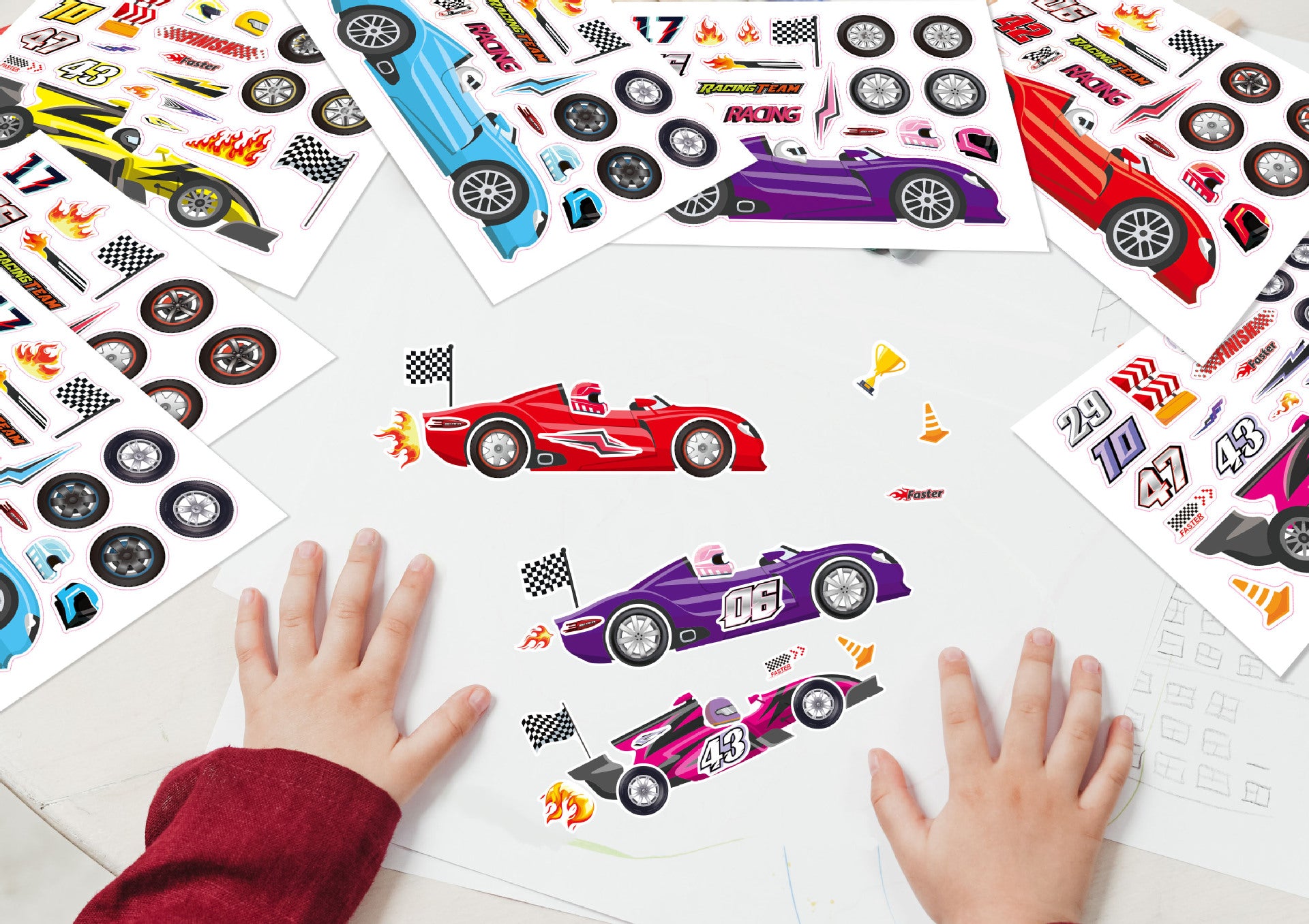 32 Sheets Racing Car Make Your Own Stickers for Kids