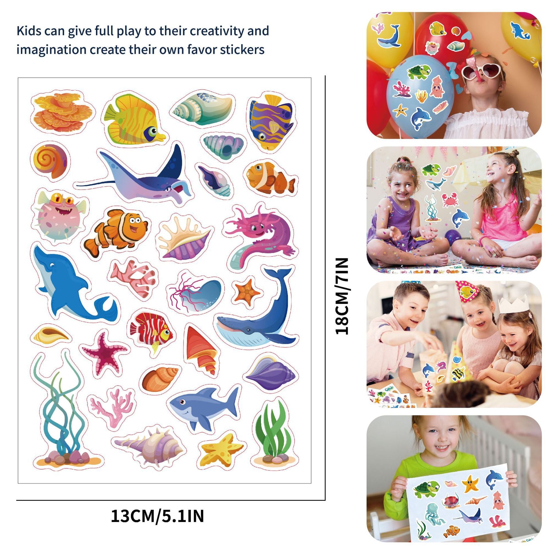 32 Sheets Marine Animals Make Your Own Stickers for Kids