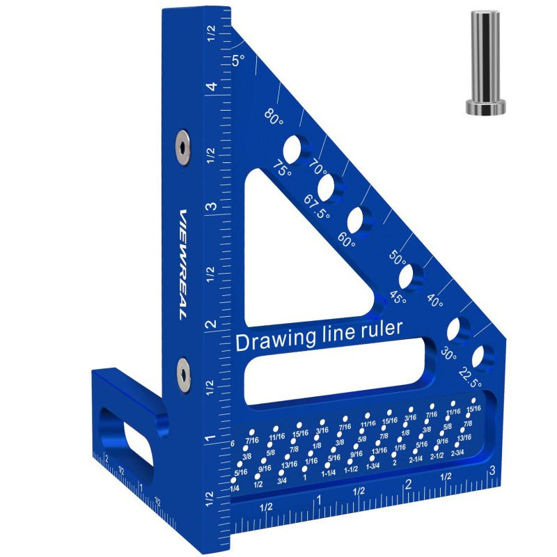 Carpenter Square Hole Scribing Drawing Line Ruler Woodworking Tool