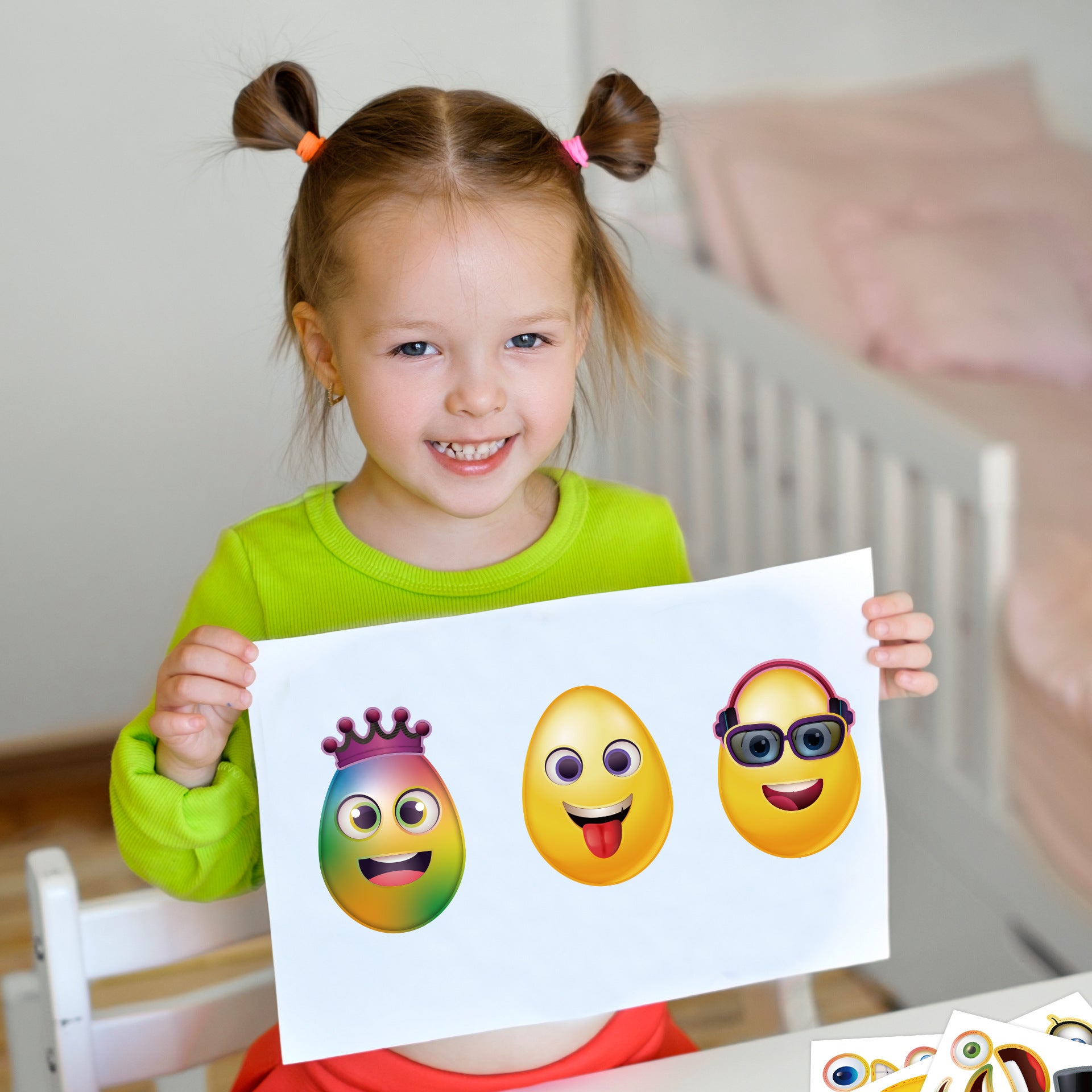 32 Sheets Egg Shape Theme Make Your Own Stickers for Kids