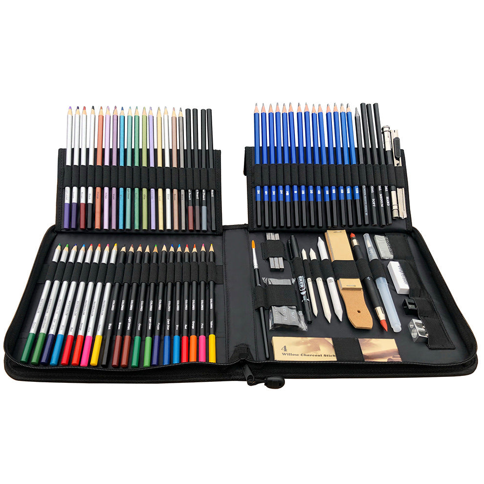 KALOUR 83 Piece Art Drawing Supplies Colored Sketching Pencils Set