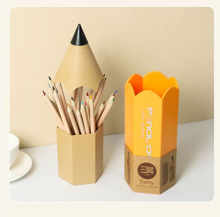 Pencil Shaped Pen Holder,Double Layer Desktop Pencil Storage Organizer