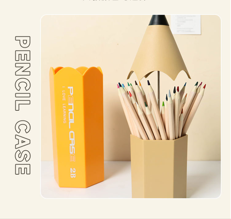 Pencil Shaped Pen Holder,Double Layer Desktop Pencil Storage Organizer