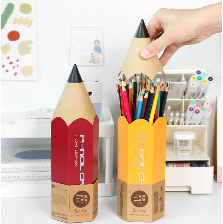 Pencil Shaped Pen Holder,Double Layer Desktop Pencil Storage Organizer