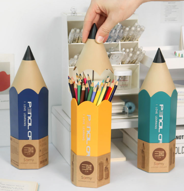 Pencil Shaped Pen Holder,Double Layer Desktop Pencil Storage Organizer