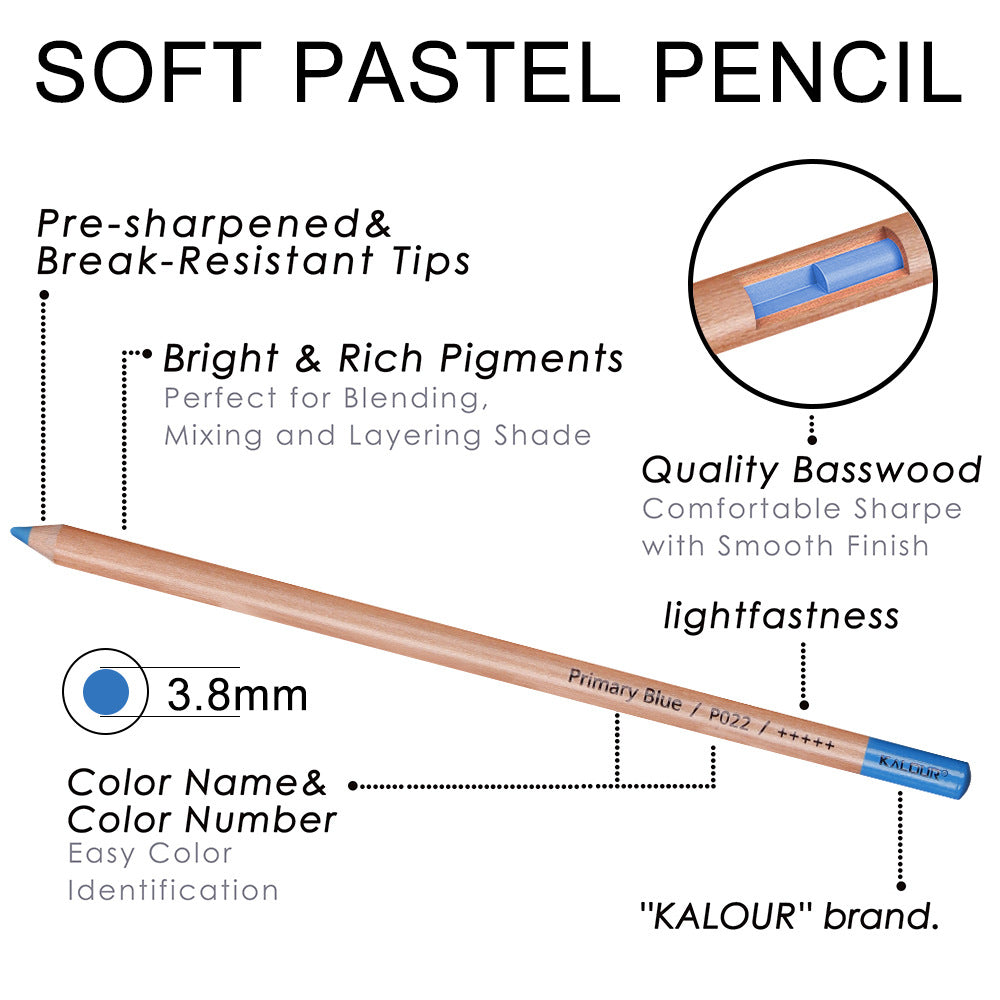 KALOUR 50 Soft Pastel Colored Art Drawing Pencils Set