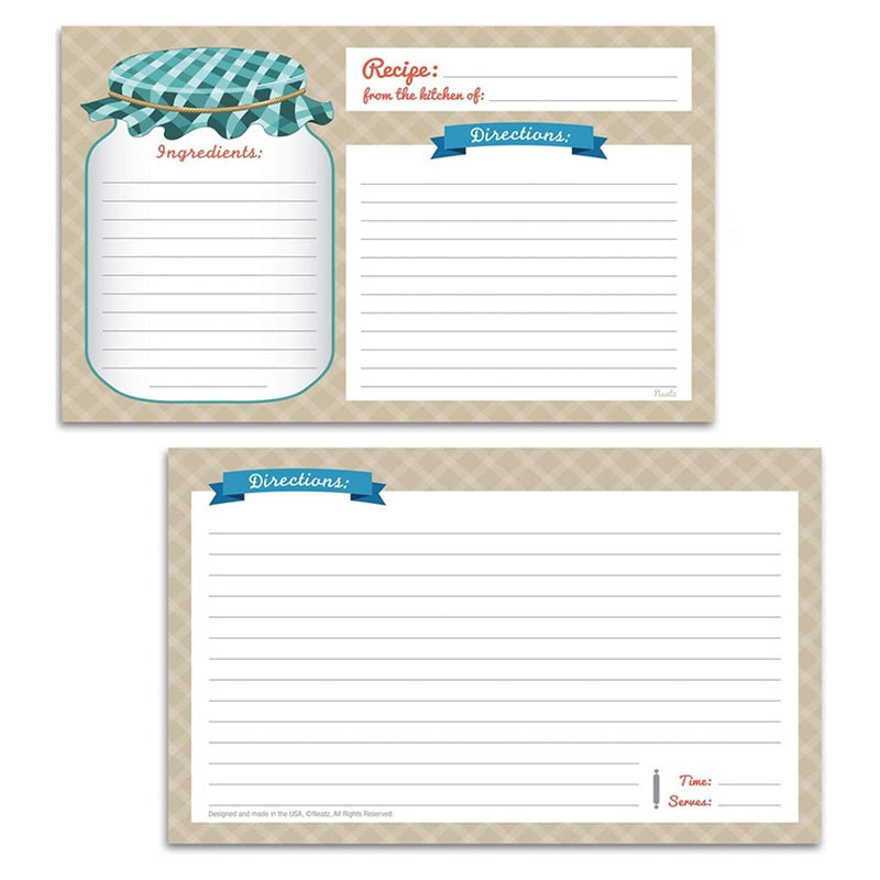 25 Double Sided Recipe Cards 4 x 5.5 Inch