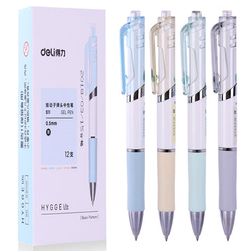 DELI S11 Gel Ink Pens 0.5mm Fine Point Black Ink 12 Counts