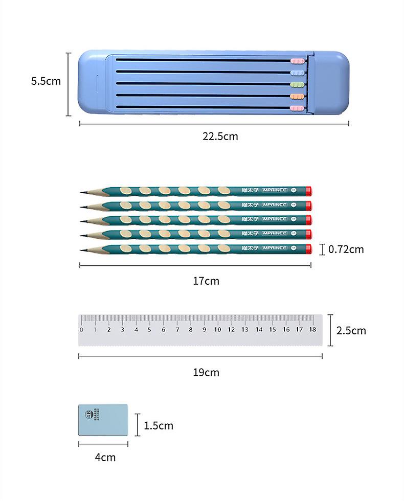 8 Piece Student Plastic Pencil Box School Stationery Set