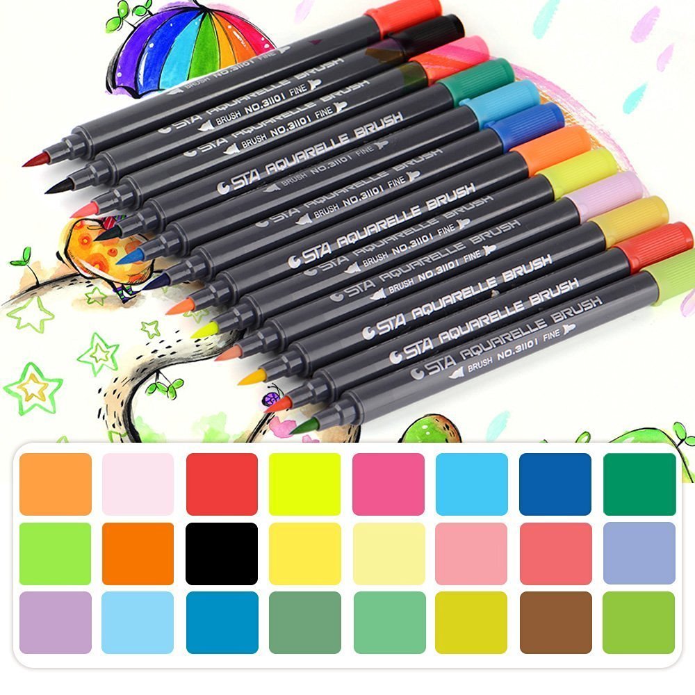 STA 3110 12 Color Double-Ended Watercolour Brush Pen