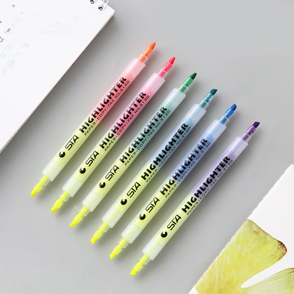STA 3130 Double Ended Highlighter Set Candy Color 6 Pack