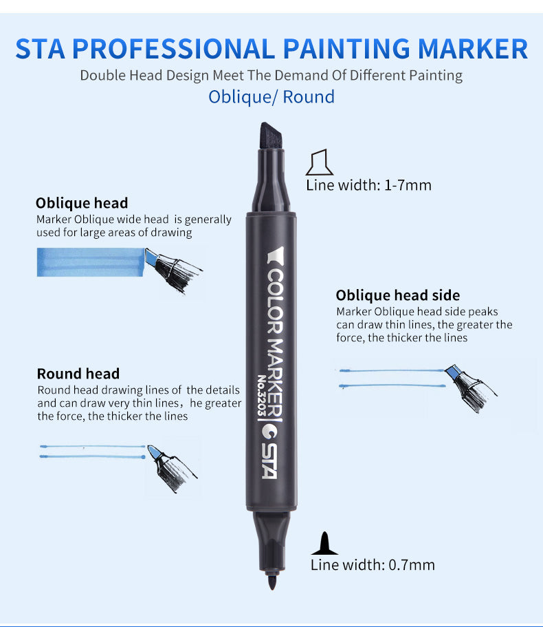 STA First Starter Set Alcohol Marker,24/36/48 Colors Assorted