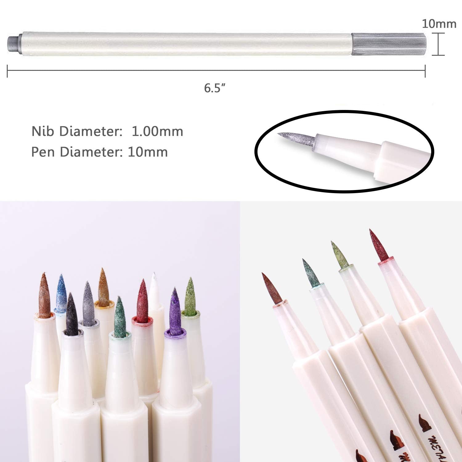 STA 10 Colors Metallic Marker Pens Brush Tip