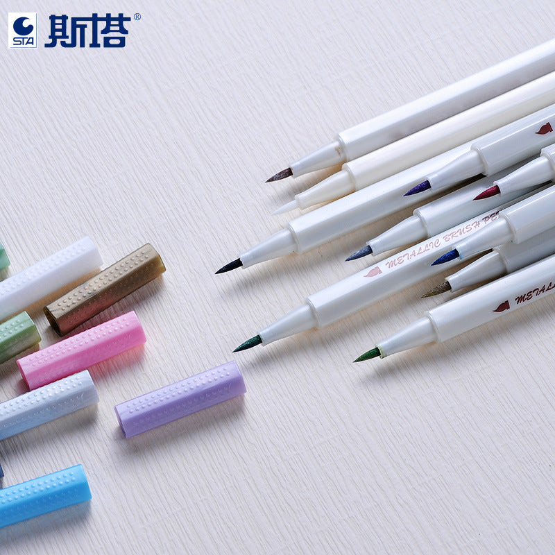 STA 10 Colors Metallic Marker Pens Brush Tip