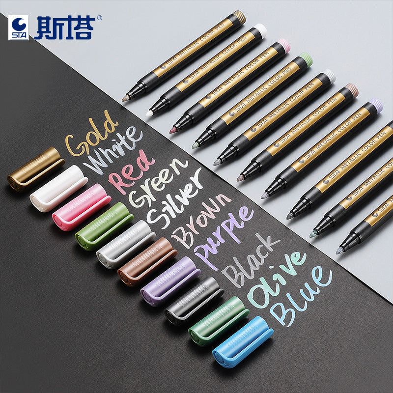 STA Metallic Marker 10 Colors for Scrapbooking Crafts Rock Painting Metal Ceramic Glass