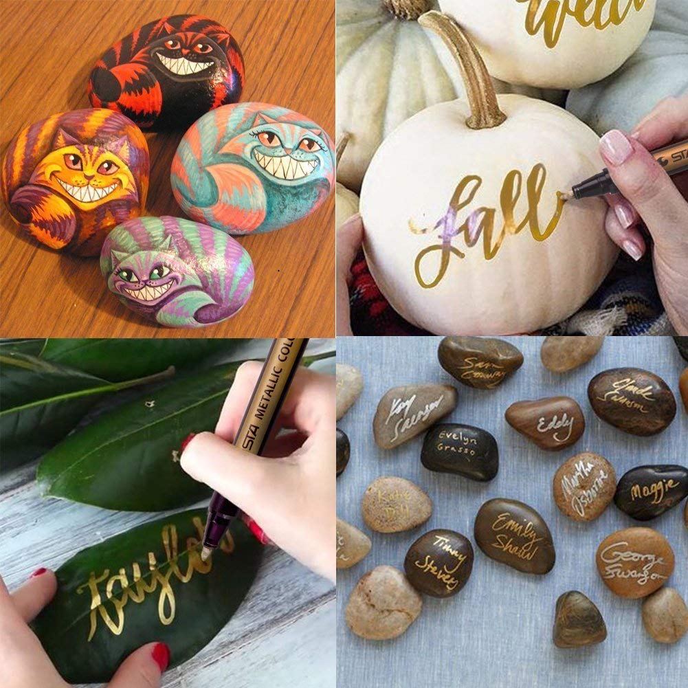 STA Metallic Marker 10 Colors for Scrapbooking Crafts Rock Painting Metal Ceramic Glass