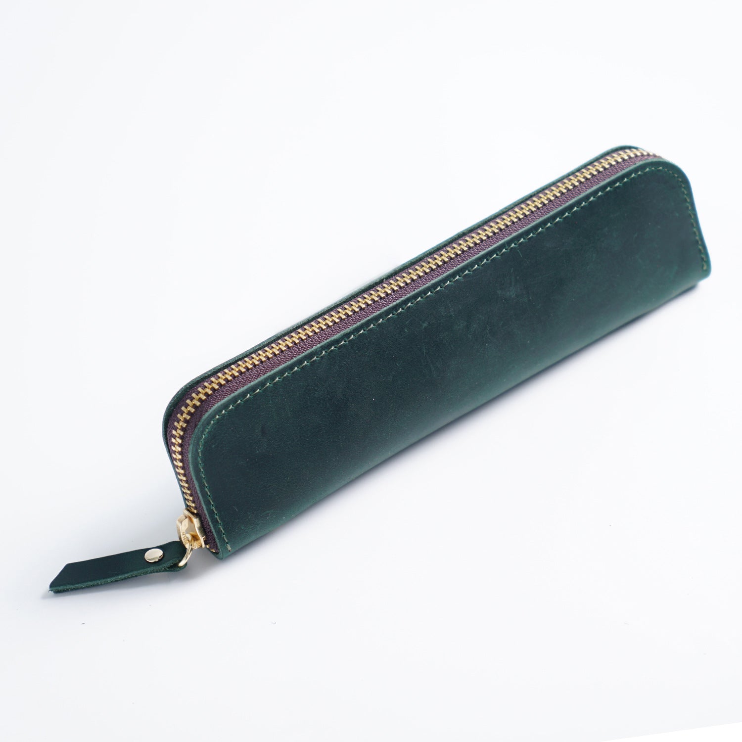 4 Divided Slots Zippered Leather Fountain Pen Case Pouch