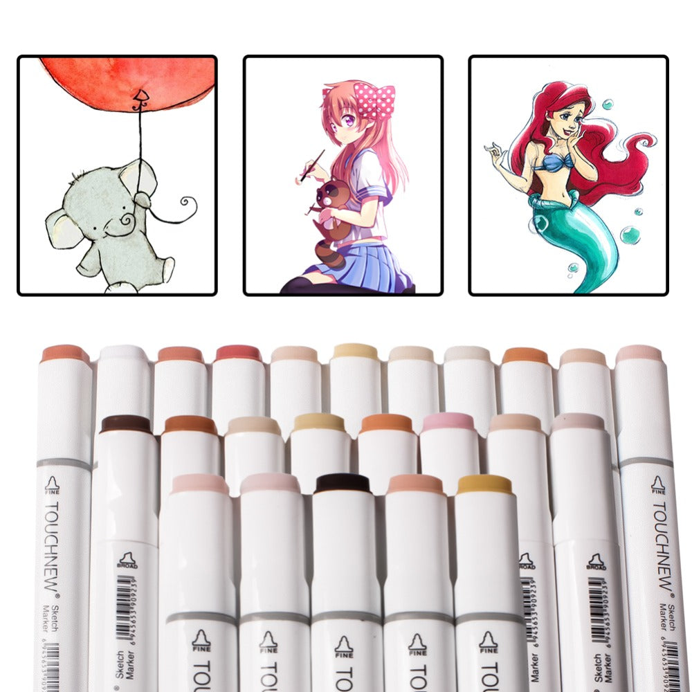 TOUCHNEW 36 Colors Skin Tone Art Alcohol Markers