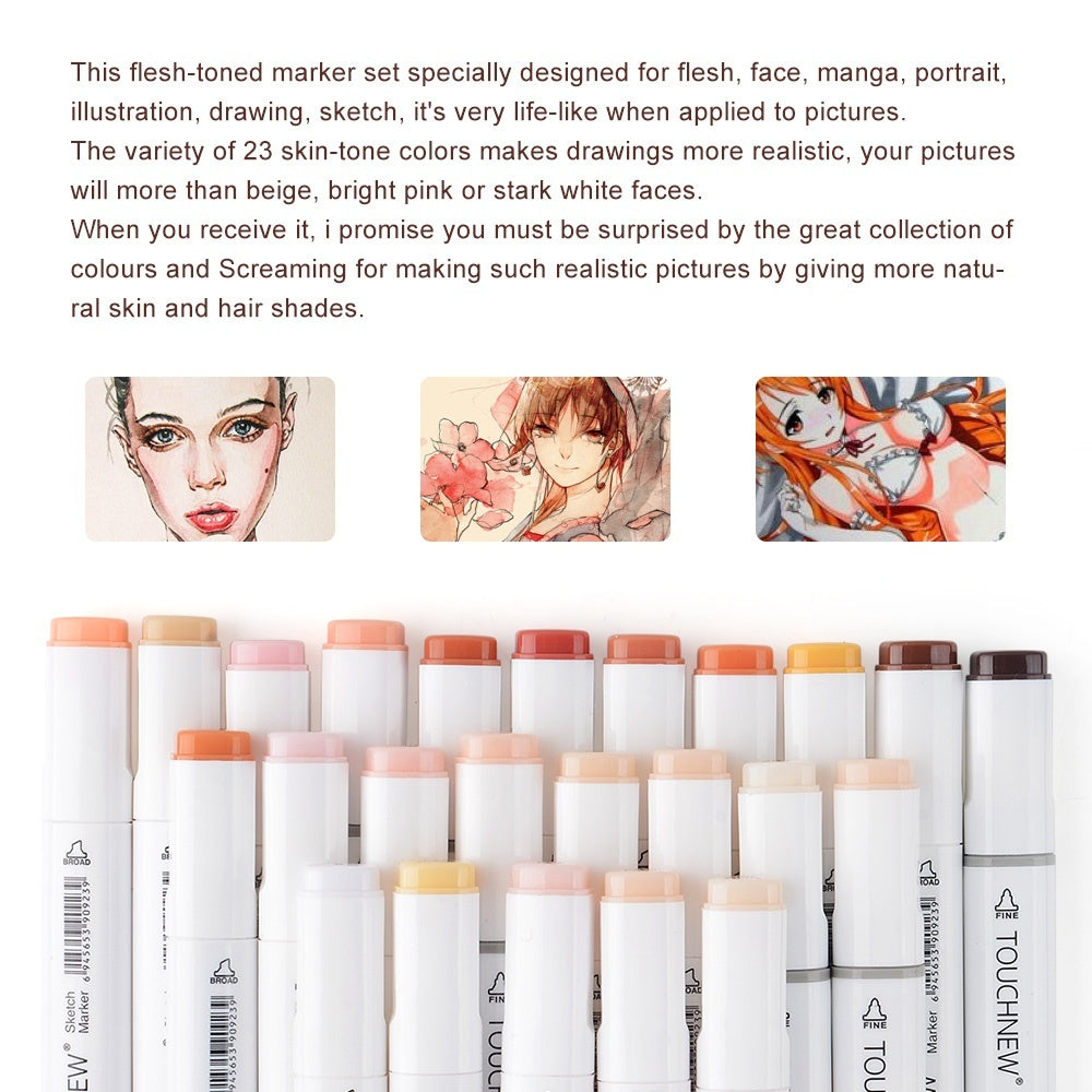 TOUCHNEW 36 Colors Skin Tone Art Alcohol Markers