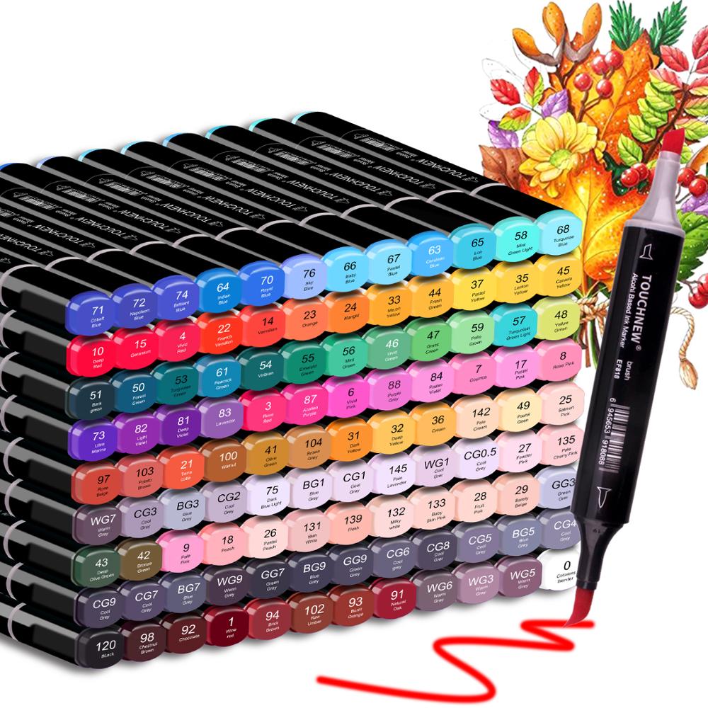 TOUCHNEW Brush Markers 168 Full Colors Set Dual Tips Alcohol Based