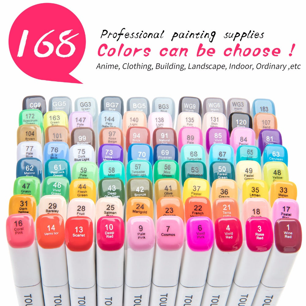 TOUCHNEW T7 168 Full Color Set Alcohol Based Sketch Art Markers