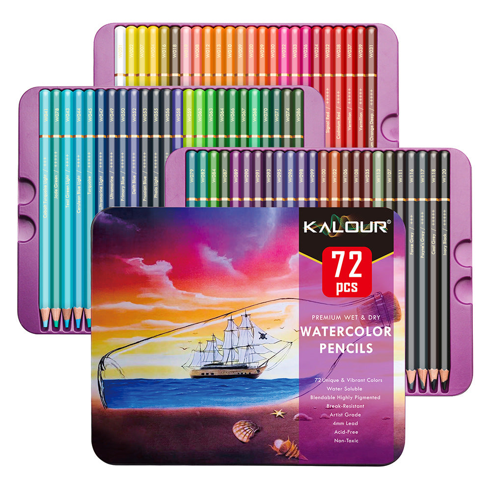 KALOUR 72 Premium Wet Dry Watercolor Pencils Set