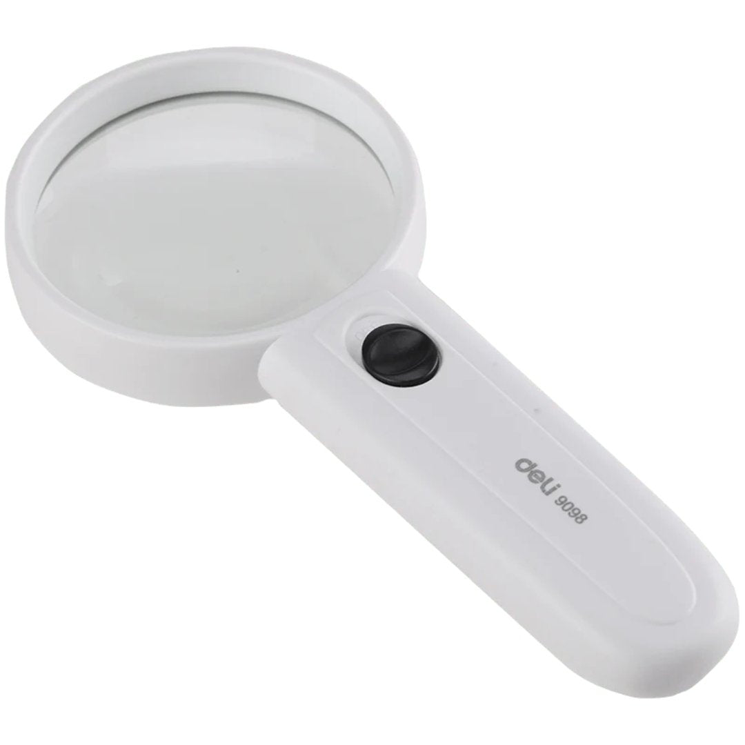 Deli Magnifying Glass With LED Light, 60mm - White