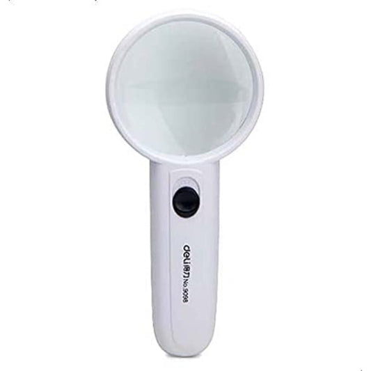 Deli Magnifying Glass With LED Light, 60mm - White