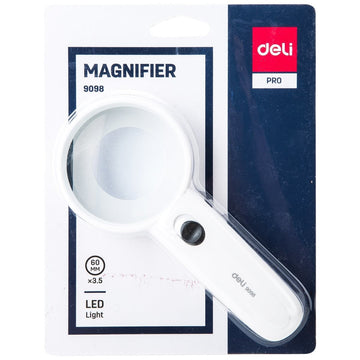 Deli Magnifying Glass With LED Light, 60mm - White