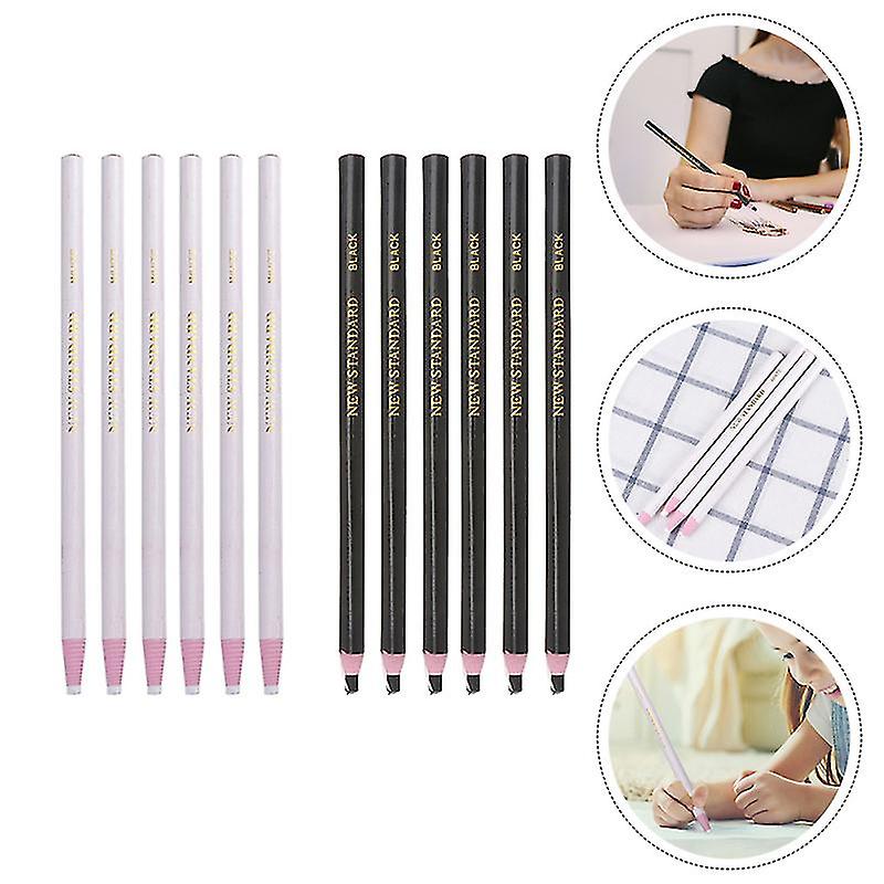 12pcs China Markers Grease Pencils Black and White