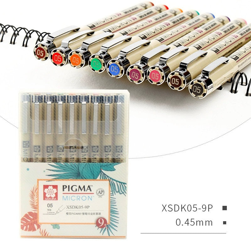 Sakura Pigma Micron Pen - Size 05 - 0.45 mm - 9 Color Bundle