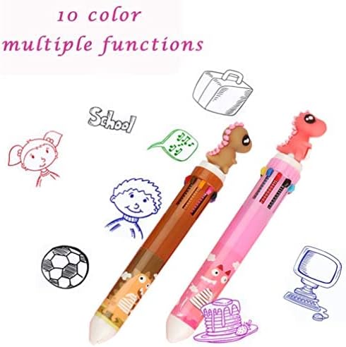 10in1 Multicolor Animal Retractable Ballpoint Pen 0.5mm 8 Pack