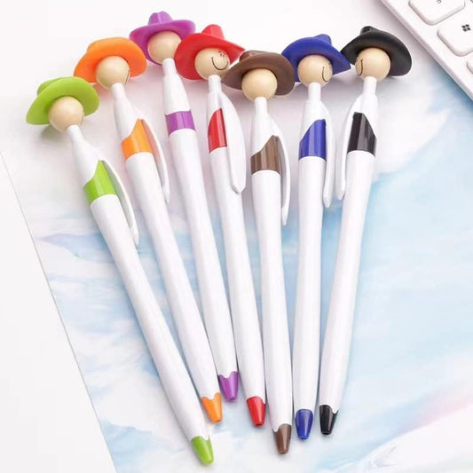 14PCS Fun Cowboy Hat Smile Retractable Ballpoint Pens For Kids