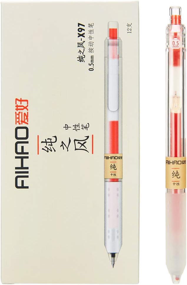 AIHAO Retractable Gel Ink Pens 0.5mm Fine Point 12-Pack