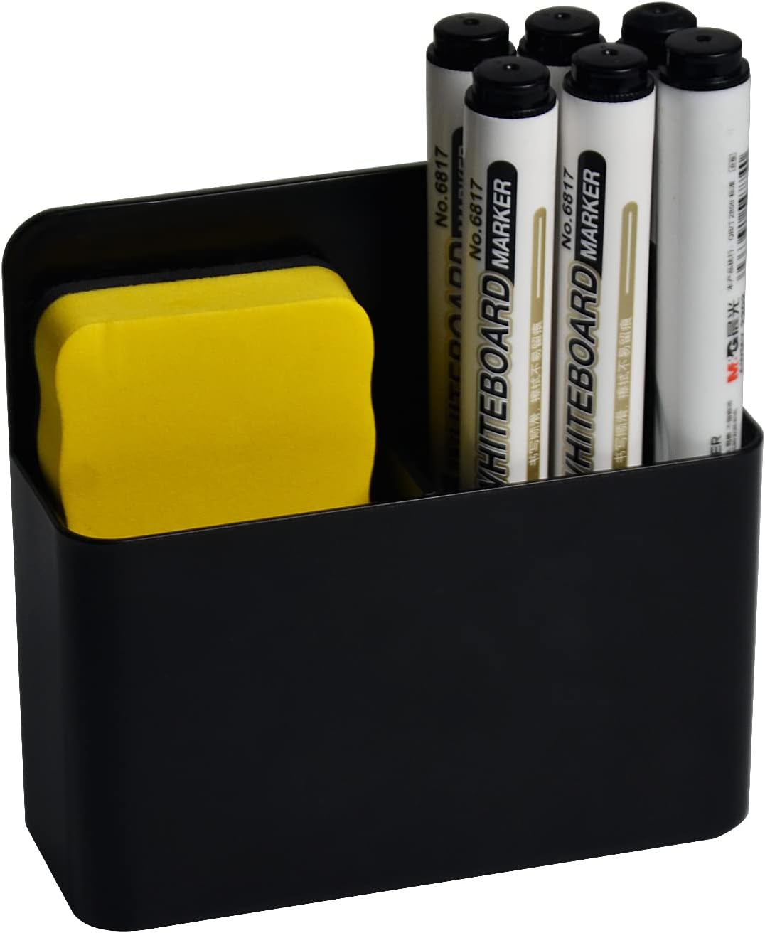 Magnetic Dry Erase Marker Pen Holder Black for Fridge Whiteboard