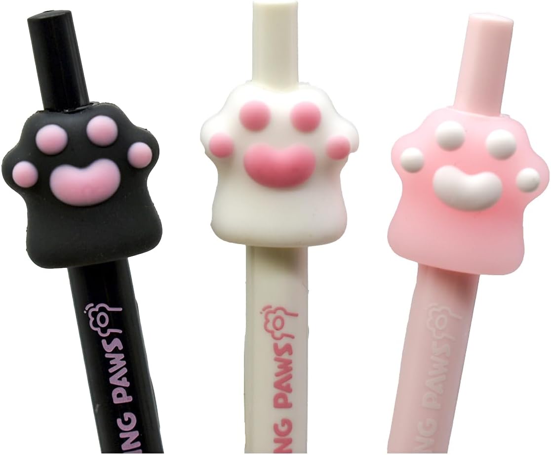 6PCS Novelty Cat Gel Pens Adorable Cat Paws Black Ink