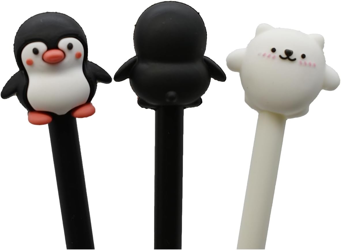 8PCS Penguin Polar Bear Gel Pens Black Ink 0.5mm for Kids School