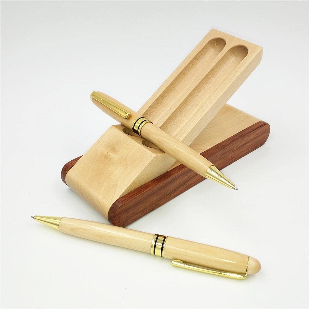 2pcs Wooden Gift Ballpoint Pen with Wood Display Case and 4 Pen Refills