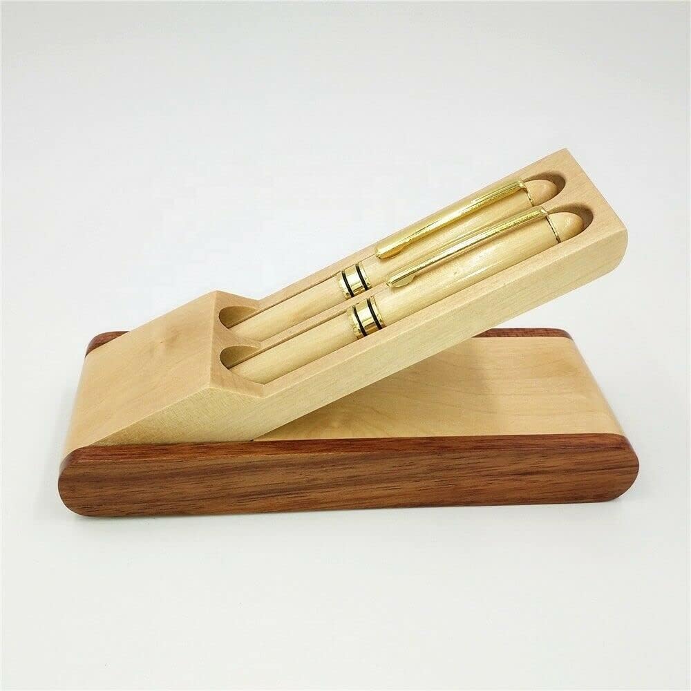 2pcs Wooden Gift Ballpoint Pen with Wood Display Case and 4 Pen Refills