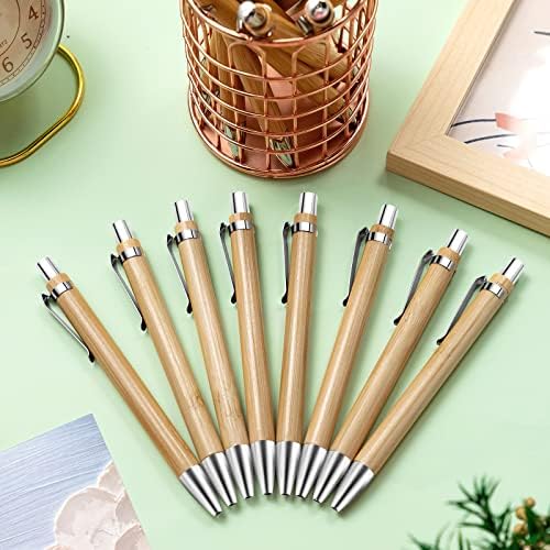 150Pcs Bamboo Ballpoint Pens Wooden Retractable Ballpoint Pen Bamboo Black Ink 1mm Pen Wood Sustainable Pens for Men Women Employee Writing Signature Journaling Home Office School