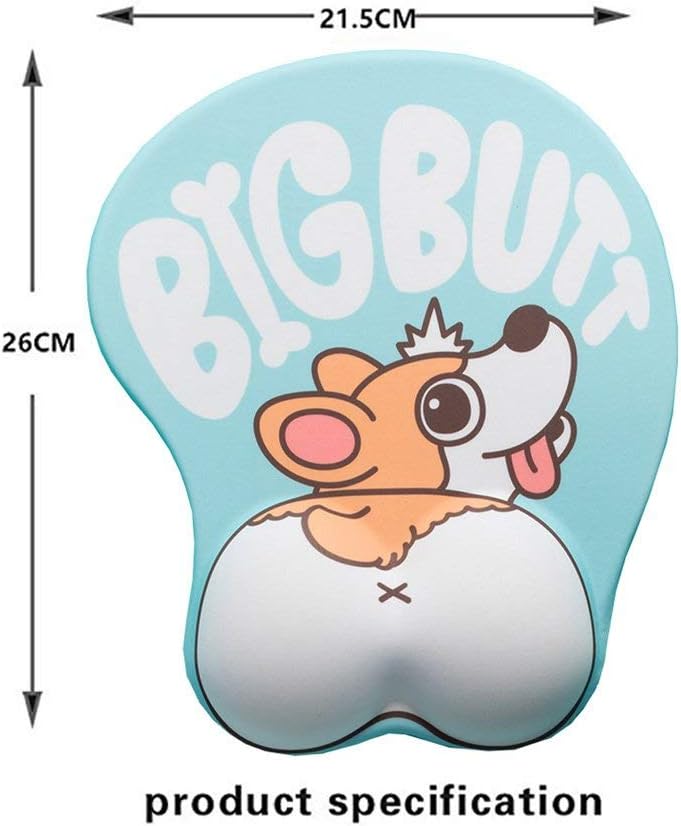 Cute Corgi Dog Butt Anime Mouse Pad with Wrist Support