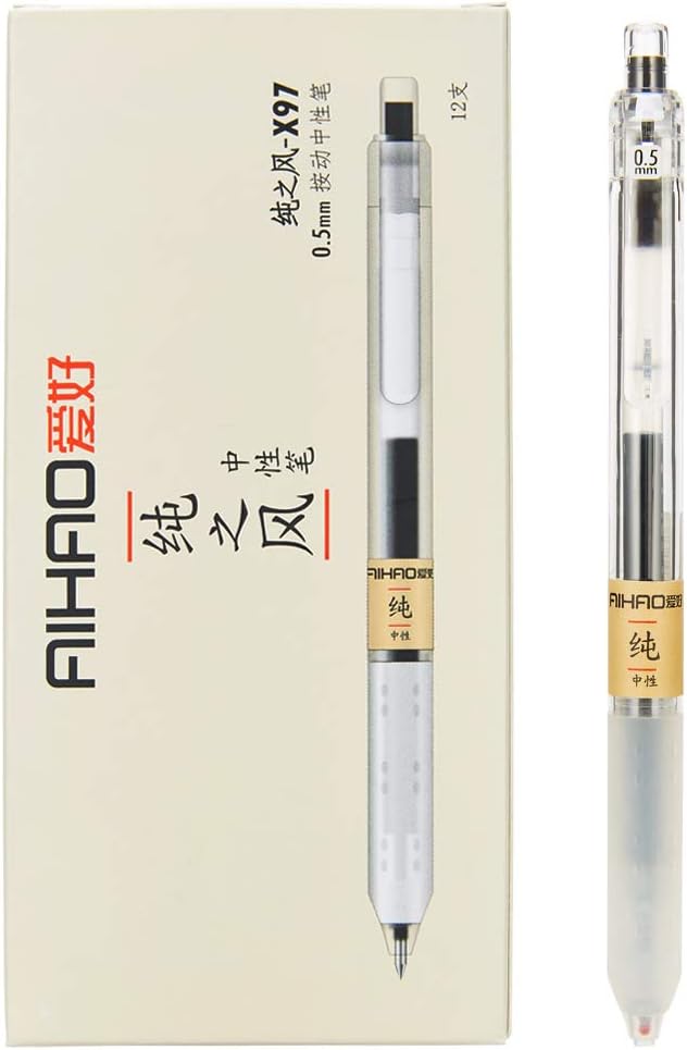 AIHAO Retractable Gel Ink Pens 0.5mm Fine Point 12-Pack