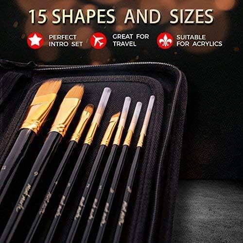 Mont Marte Art Paint Brushes Set,15 Different Sizes