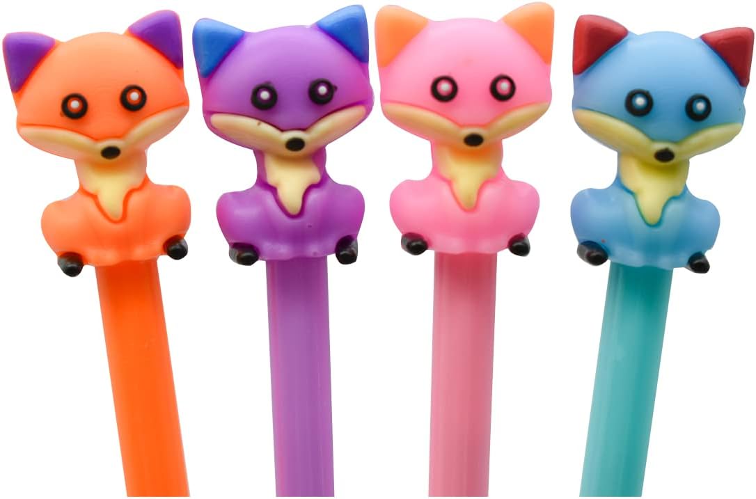 12PCS Kawaii Fox Animal Gel Pen 0.5mm Black Ink For Kids School