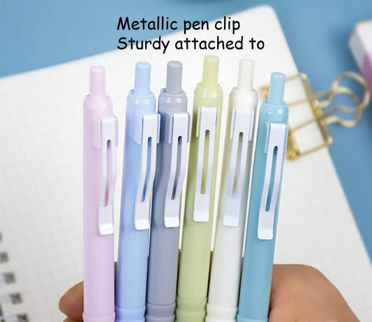 COLNK Retractable Gel Pens Black Ink,Fine Point 0.5mm Cute Writing Pen with Soft Comfort Grip,Nice Pastel Pens Barrel, 6-Count