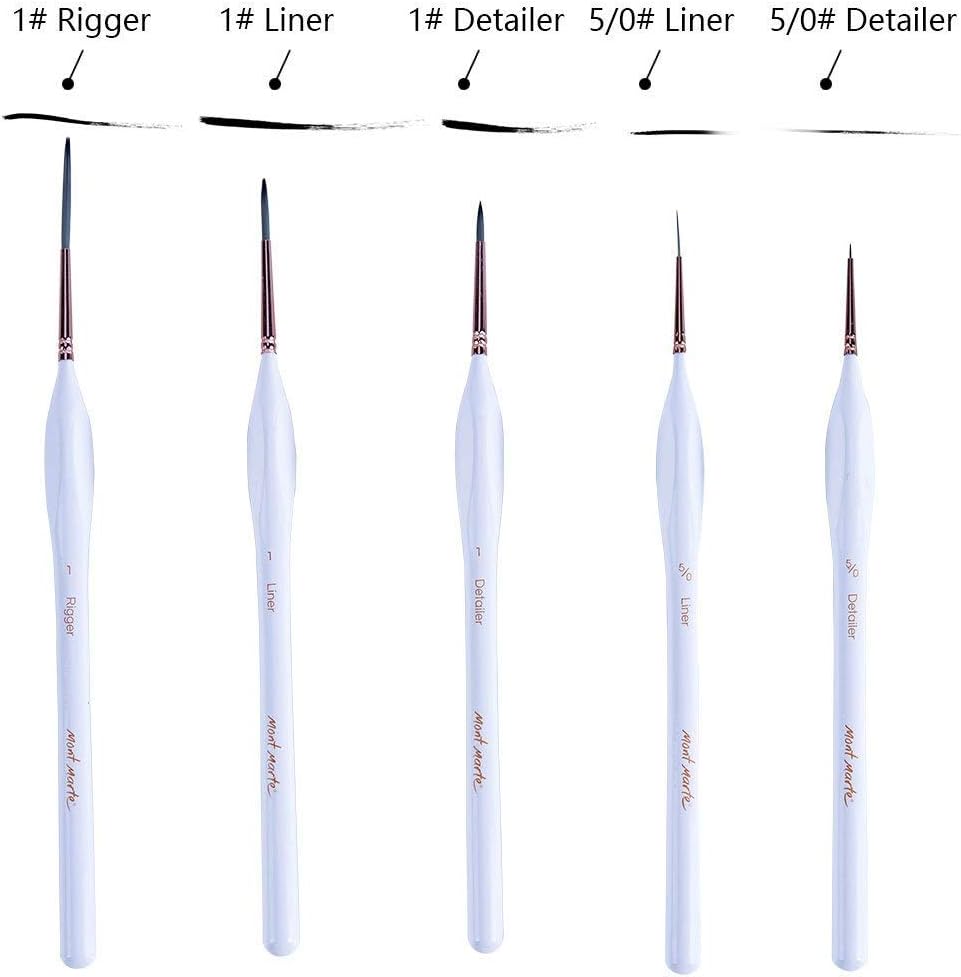 Mont Marte 5pcs Detailed Liner Artist Taklon Brush Set