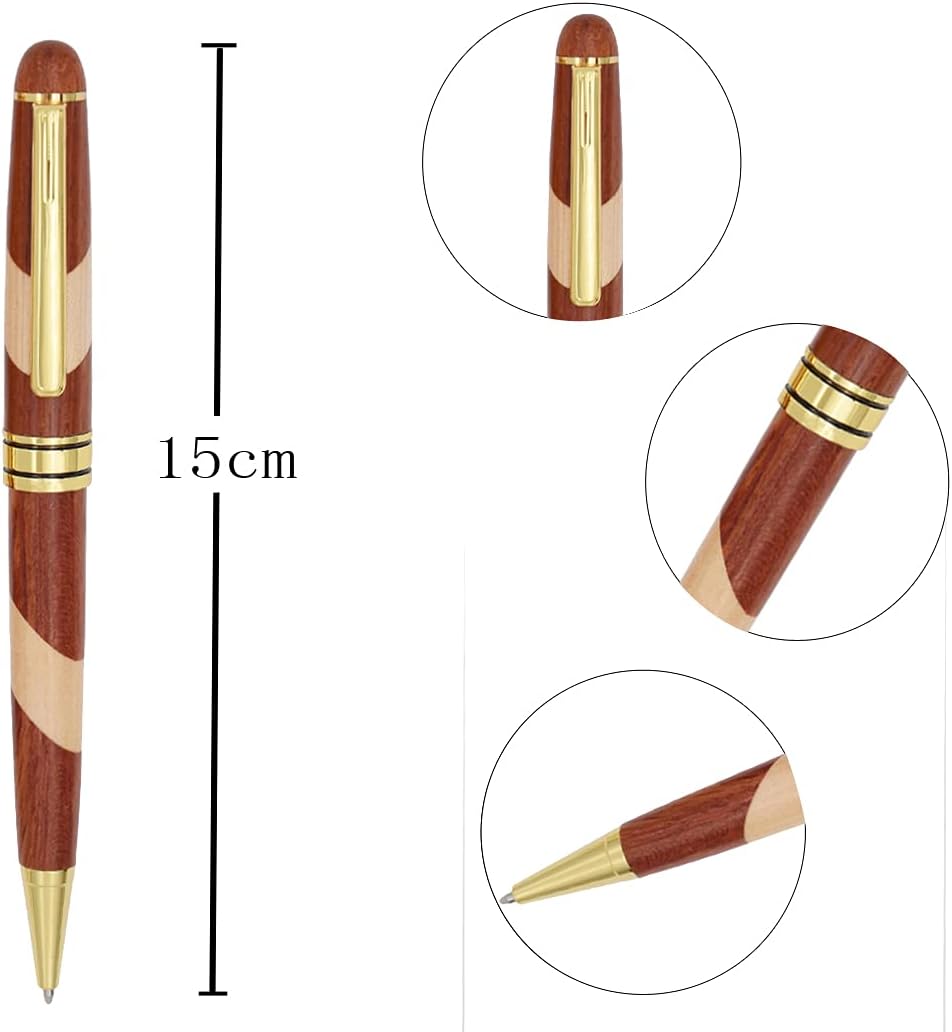 3 Pack Wooden Handcrafted Ballpoint Pens Set