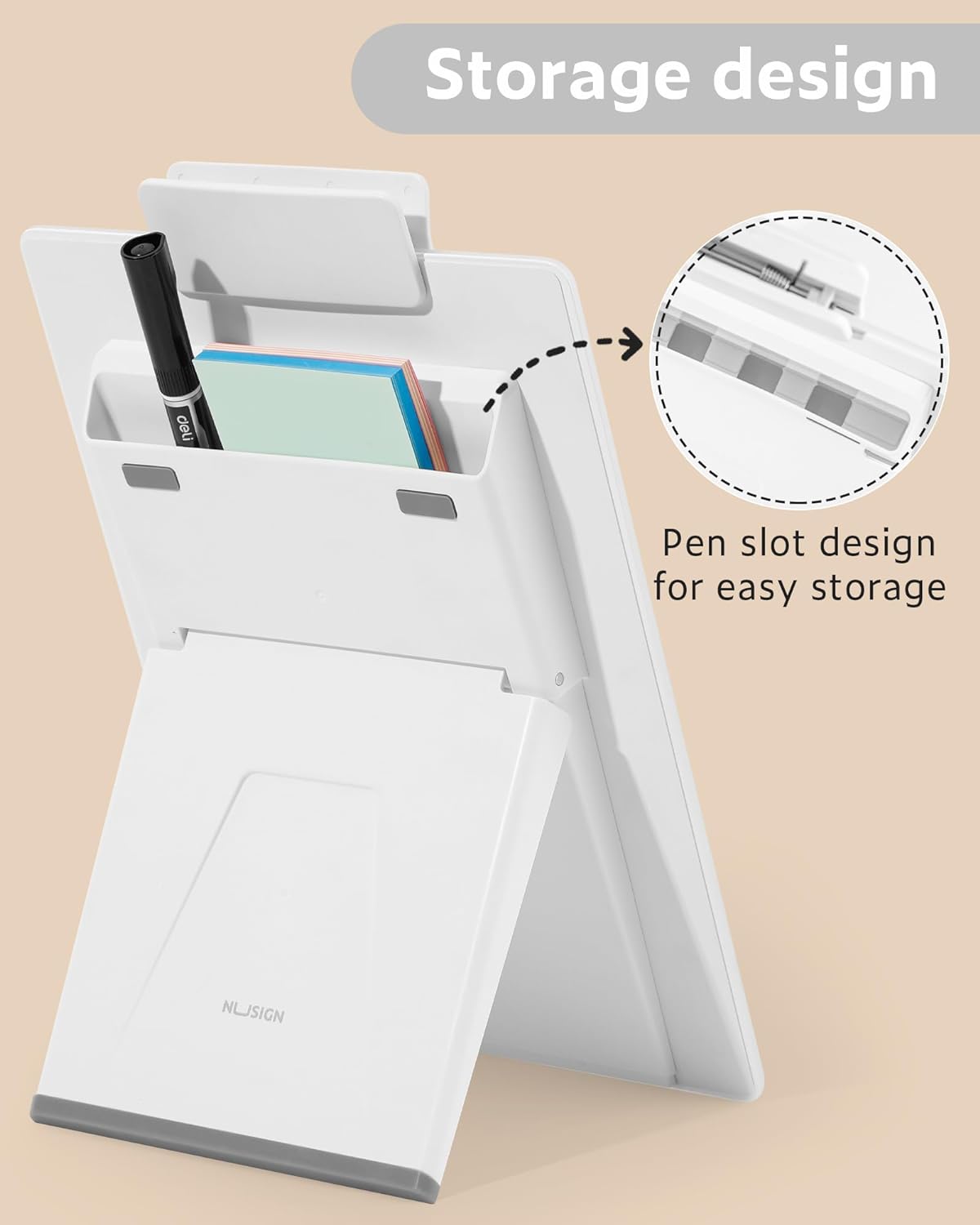 DELI NS125 Glass Desktop Whiteboard with Stand Storage Design